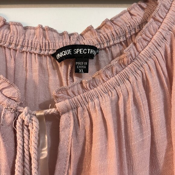 Unique Spectrum Pink Lace & Fringe Blouse (XL) - Picture 2 of 5